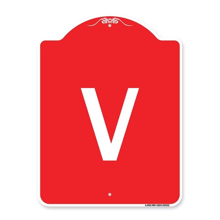 Amistad 18 x 24 in. Designer Series Sign - Sign with Letter V , Red & White AM2070610